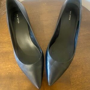 Via Spiga Italian Leather Block Heal Pumps